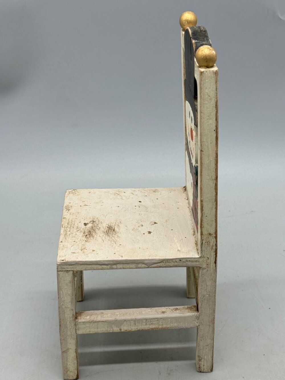 Vintage Wooden Snowman Decorative Chair With Painted Backrest Christmas READ - Picture 6 of 7